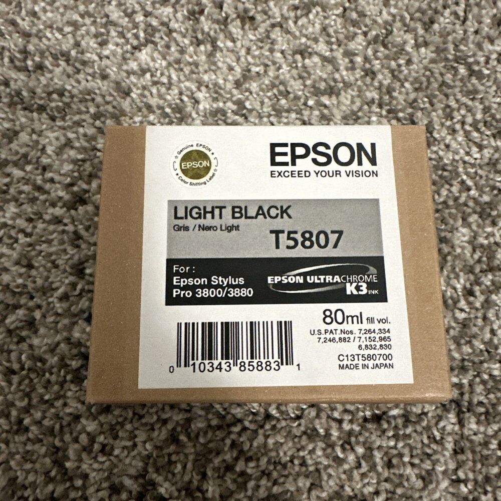 Genuine Epson Pro 3800/3880 Light Black Ink T5807 Exp. 11/2012 Brand New